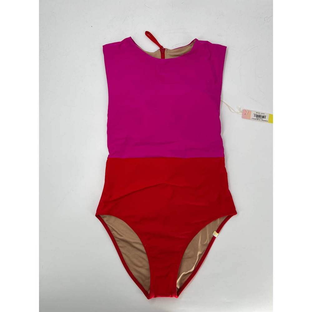 NWT Summersalt The Surf One Piece Swimsuit Sz 8 Strawberry Spritz Pink High Neck